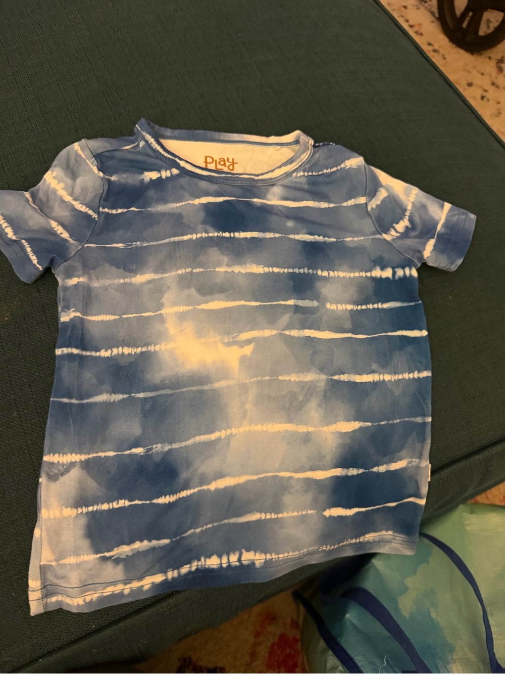 Little Sleepies Blue and White Tie-Dye Short Sleeve Tee